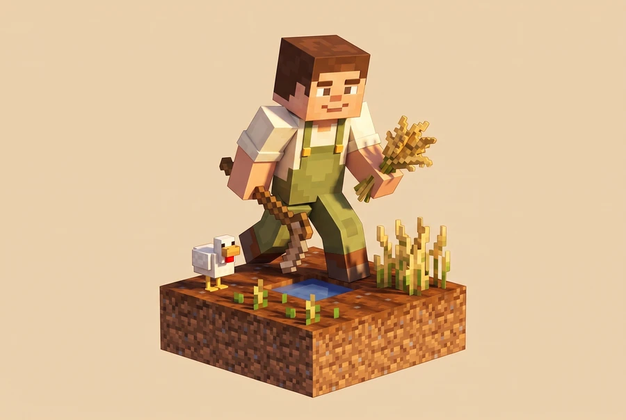 Survival fermeri kichik bug‘doyzor va tovuq yonida hosil yig‘moqda.